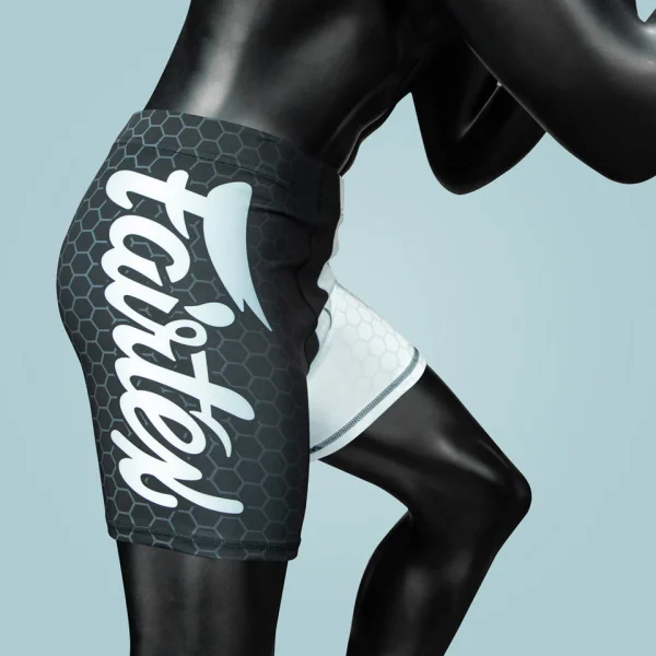 Fairtex Mens Vale Tudo Shorts Cp7 Black White 3 Fairtex Mens Vale Tudo Shorts CP7 - Black/White in Black/White — front view