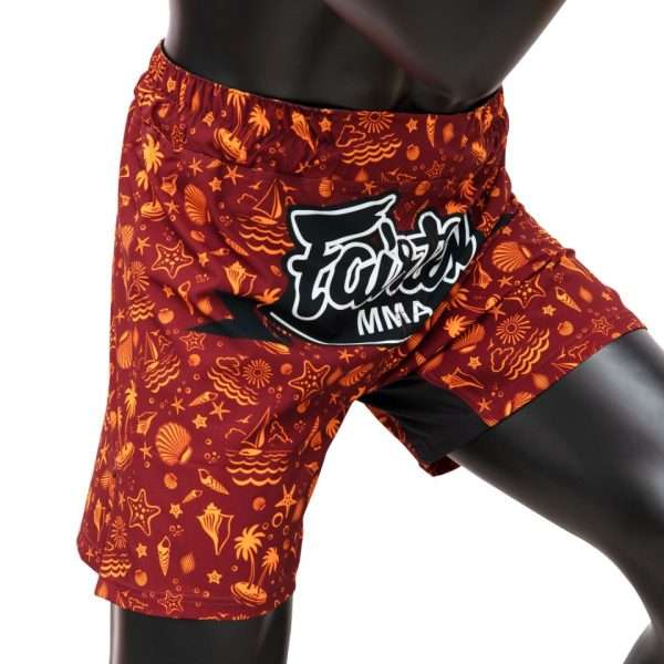 Fairtex MMA Board Shorts Breeze AB14 - Red in Red — sleeve detail