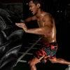 Fairtex MMA Board Shorts Mellow AB16 - Black/Red in Black/Red — waistband detail