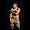 Fairtex MMA Board Shorts Snake Diamond Shell AB19 - Sand/Black in Sand/Black — front angle