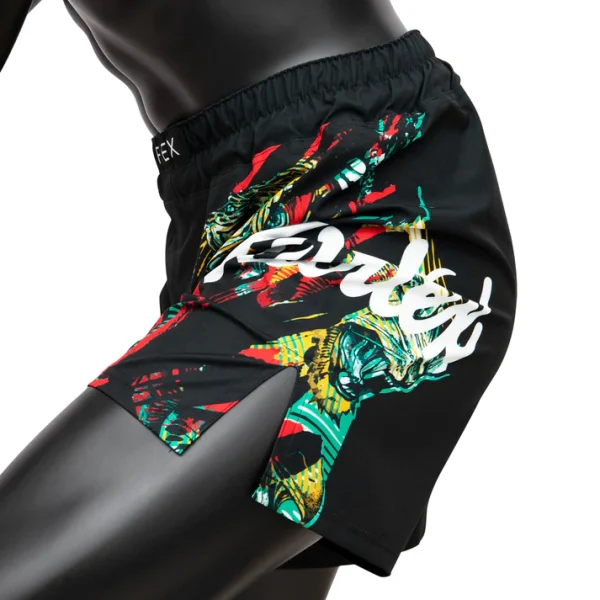Fairtex MMA Board Shorts Wild AB13 - Black in Black — graphic close‑up