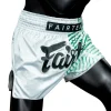 Fairtex Racer Muay Thai Shorts - White/Green in White/Green — back view