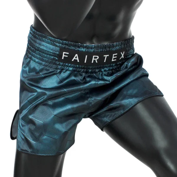 Fairtex Stealth Muay Thai Shorts - Blue in Blue — folded layout