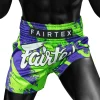 Fairtex Street King Muay Thai Shorts Green Blue 2 Fairtex Street King Muay Thai Shorts - Green/Blue in Green/Blue — logo close‑up