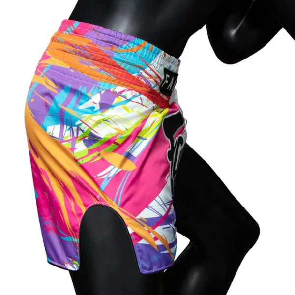 Fairtex World Music Muay Thai Shorts White 4 Fairtex World Music Muay Thai Shorts - White in White — waistband detail