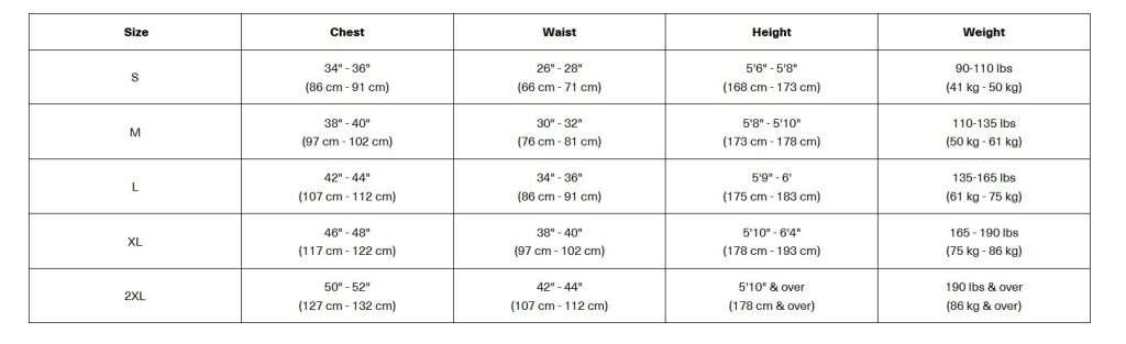 Size chart