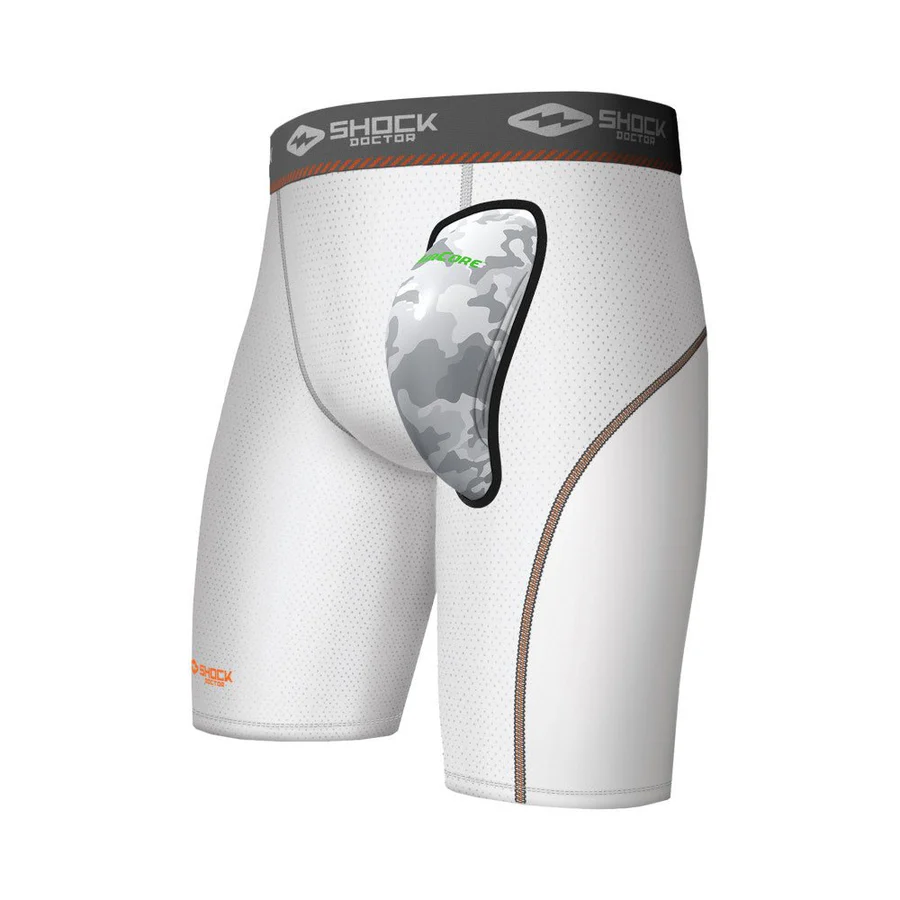 Shock Doctor Core Compression Shorts with Air Core Cup Shock Doctor Core Compression Shorts with Air Core Cup in White - product image