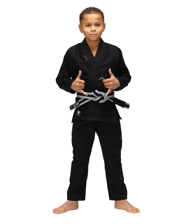 Tatami Kids Elements Superlite Bjj Gi Black 4 Tatami Kids Elements Superlite BJJ Gi - Black in Black — rear print