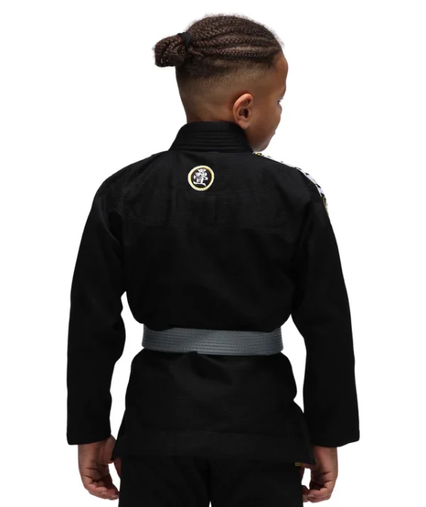 Tatami Kids Nova Absolute BJJ Gi - Black in Black — three‑quarter angle