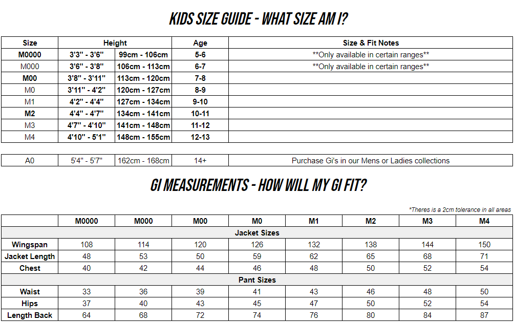 Size chart