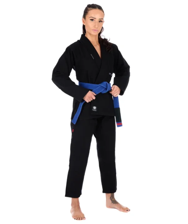 Tatami Ladies Elements Superlite BJJ Gi - Black in Black — waistband detail