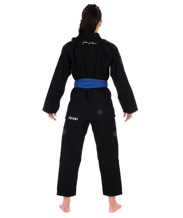 Tatami Ladies Elements Superlite BJJ Gi - Black in Black — back view