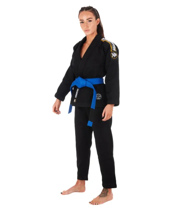 Tatami Ladies Nova Absolute BJJ Gi - Black in Black — logo close‑up