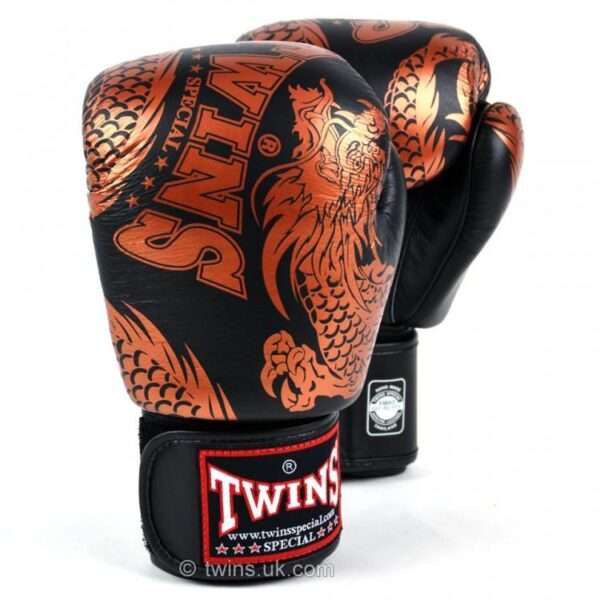 Twins Special Flying Dragon Boxing Gloves FBGVL3-49 in Black/Bronze - product image