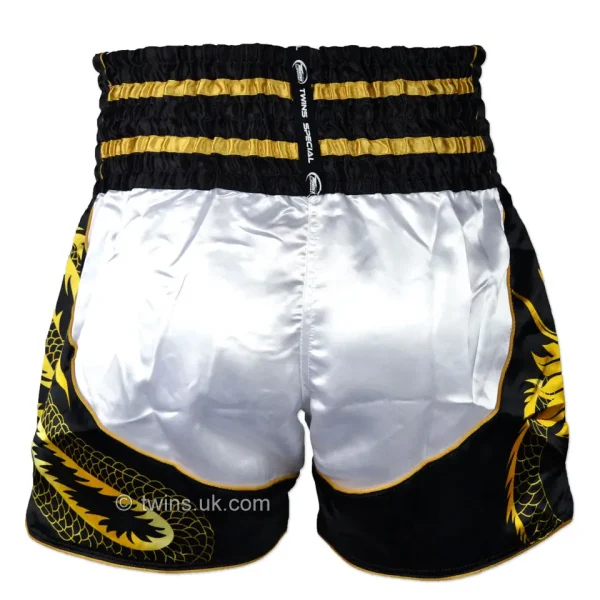 Twins Special Dragon Muay Thai Shorts Tbs49 Dr Black White Gold 2 Twins Special Dragon Muay Thai Shorts TBS49-DR - Black/White/Gold in Black/White/Gold — rear print