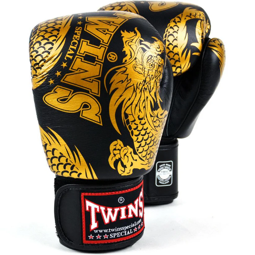Twins Special Flying Dragon Boxing Gloves FBGVL3-49 in Black/Gold - product image