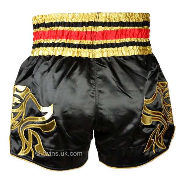 Twins Special Muay Thai Shorts TWS-154 - Black/Gold in Black/Gold — rear print