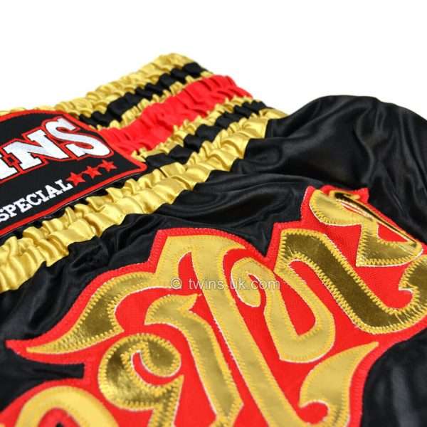 Twins Special Muay Thai Shorts TWS-154 - Black/Gold in Black/Gold — side profile