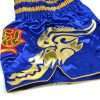 Twins Special Traditional Dragon Muay Thai Shorts TWS-152 - Blue/Gold in Blue/Gold — front angle