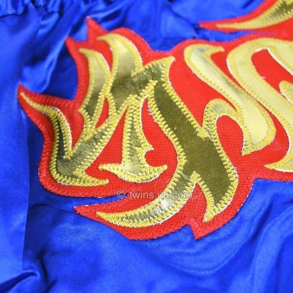 Twins Special Traditional Dragon Muay Thai Shorts TWS-152 - Blue/Gold in Blue/Gold — back view