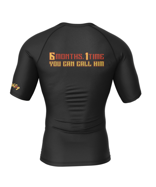 Rashtag Islam Makhachev Send Him Dagestan Rash Guard - Black in Black — detail shot