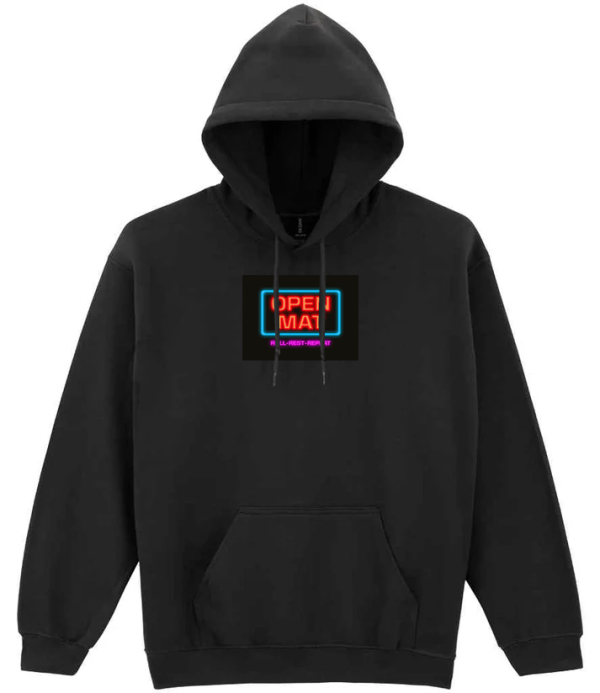 Rashtag Open Mat Hoodie Black 1 Rashtag Open Mat Hoodie - Black in Black — front angle