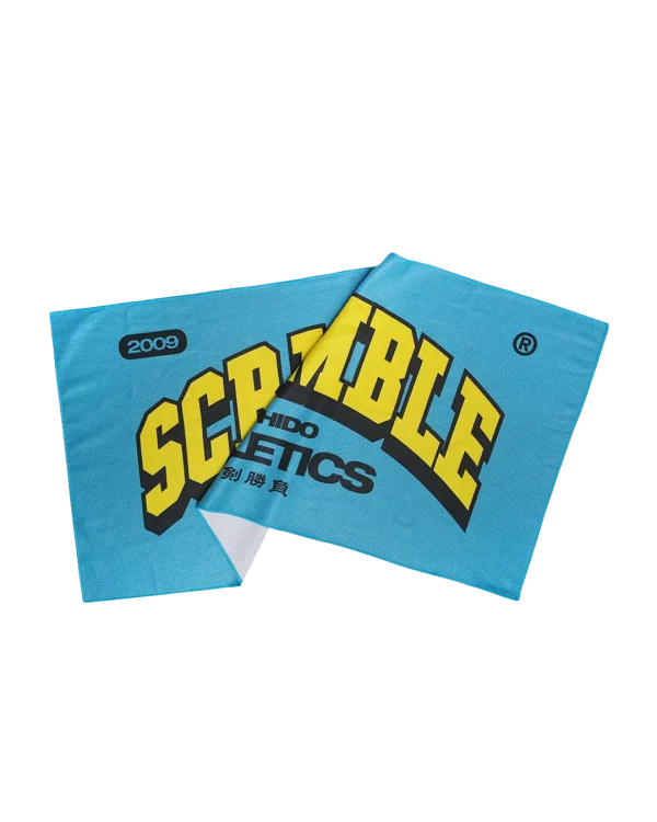 Scramble Bushido Athletics Gym Towel - Blue in Blue — sleeve detail