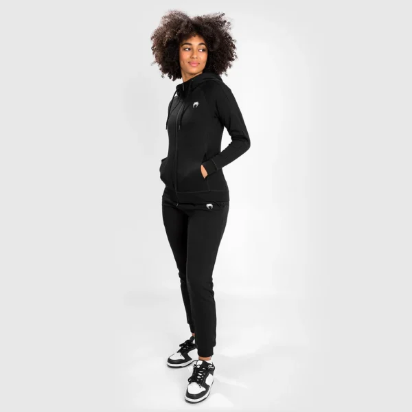 Venum Essential Womens Hoodie - Black in Black — waistband detail