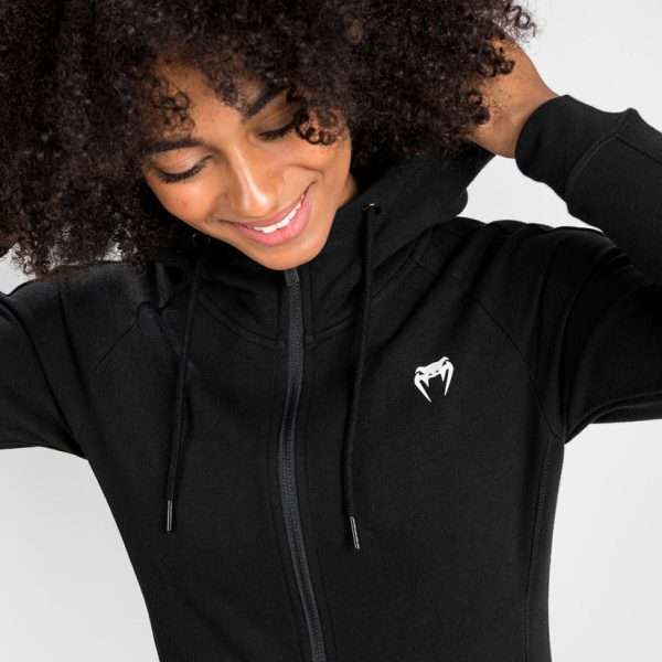 Venum Essential Womens Hoodie - Black in Black — flat lay