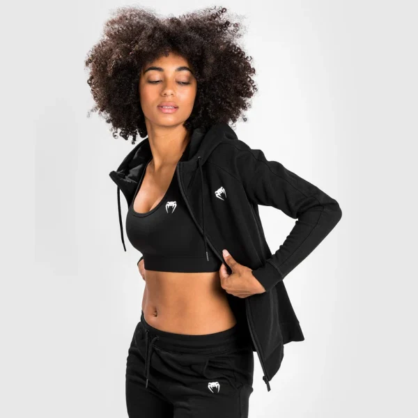 Venum Essential Womens Hoodie - Black in Black — back view