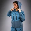 Venum Laser 3.0 Womens Hooded Track Jacket - Blue in Blue — three‑quarter angle