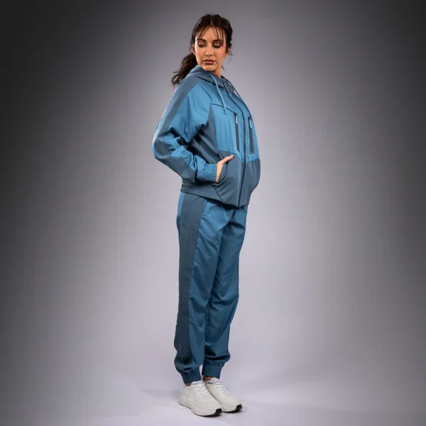 Venum Laser 3.0 Womens Hooded Track Jacket - Blue in Blue — side profile