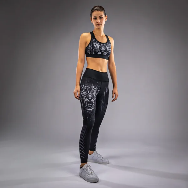 Venum Women's Tiger Leggings - Black/Silver in Black/Silver — studio shot