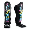 Yokkao Flames Shin Guards Black Multicolour 1 Yokkao Flames Shin guards - Black/Multicolour in Black/Multicolour — graphic close‑up