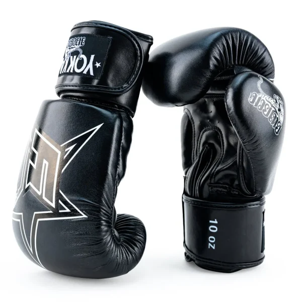 Yokkao Institution Boxing Gloves - Black in Black — flat lay