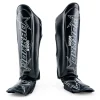 Yokkao Institution Shin Guards - Black in Black — back view