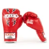 Yokkao Stadium Lace-up Boxing Gloves - Red in Red — back view