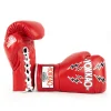 Yokkao Stadium Lace-up Boxing Gloves - Red in Red — flat lay