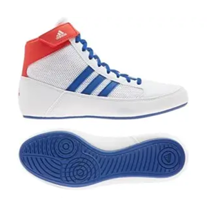 Adidas kids Havoc wrestling boots in white designed for junior wrestlers.
