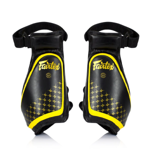 Fairtex TP4 Thigh Pads Product image of the Fairtex TP3 Leg Pads Black and Yellow