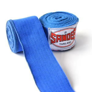 Sandee blue 2.5 metre boxing hand wraps for wrist and knuckle protection.