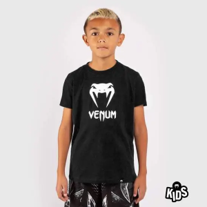 Venum Classic kids black t-shirt for martial arts and casual wear.