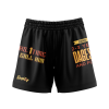 Rashtag Islam Makhachev Send Him Dagestan and Forget Fight Shorts front view showing sublimated Dagestan design and elastic waistband