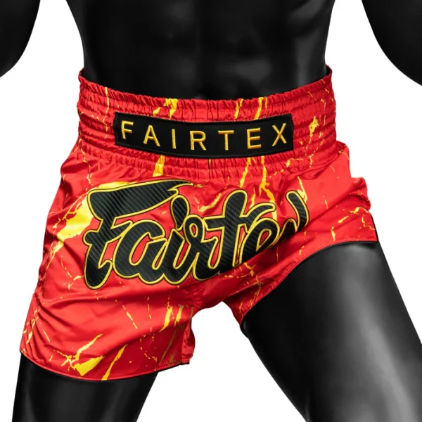 Model wearing Fairtex BS1946 Inferno Muay Thai Shorts front view