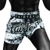 Model wearing Fairtex BS1948 Grunge Muay Thai Shorts White front view