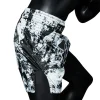 Side model wearing Fairtex BS1948 Grunge Muay Thai Shorts White