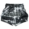 Fairtex BS1949 Grunge Muay Thai Shorts Black front view satin fight shorts