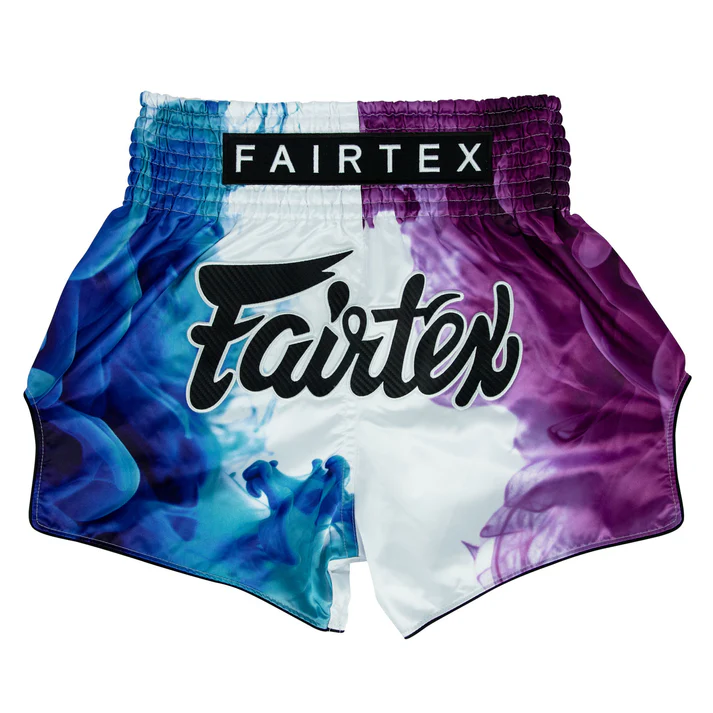 Fairtex BS1950 Tech House Muay Thai Shorts White front view satin fight shorts