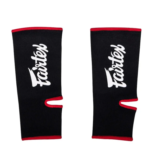 Fairtex AS3 Red Ankle Supports back view breathable elastic ankle guards
