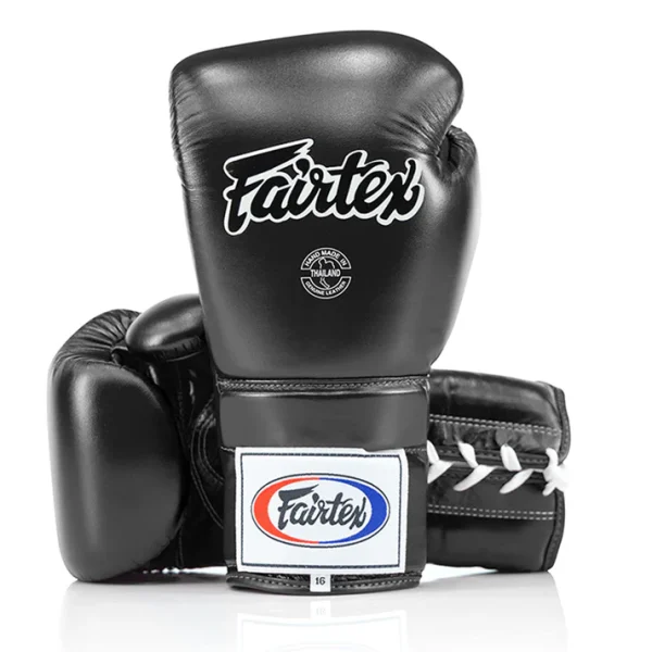 Fairtex BGL3 Lace Up Boxing Gloves Black main product image premium leather gloves